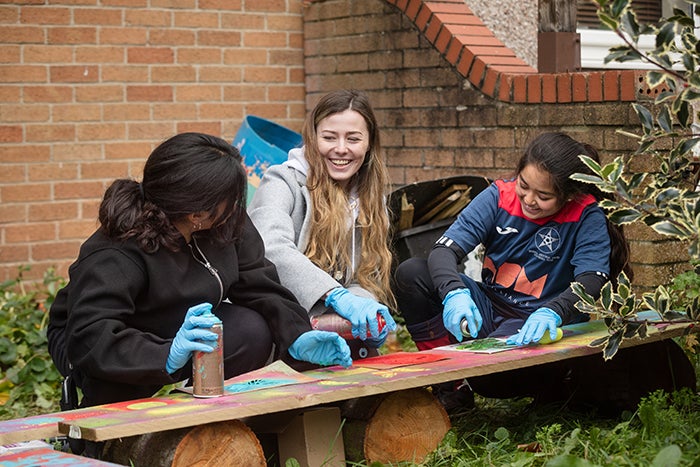 Young people working together