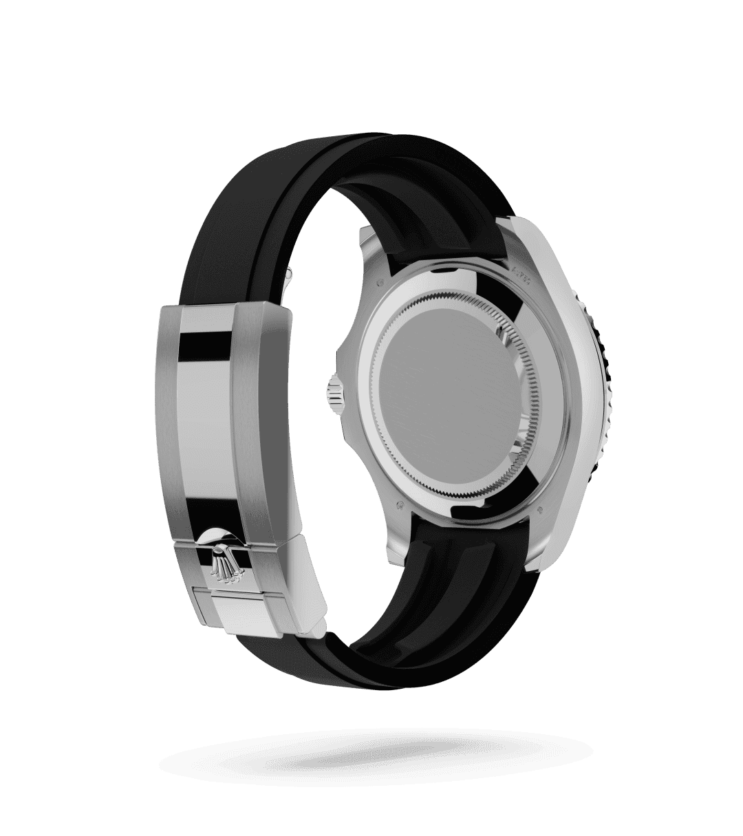 Rolex Yacht-Master 42 in Oyster, 42 mm, white gold with a Black dial, Bidirectional rotatable 60-minute graduated bezel with matt black Cerachrom insert in ceramic, polished raised numerals and graduations bezel, and Oysterflex bracelet