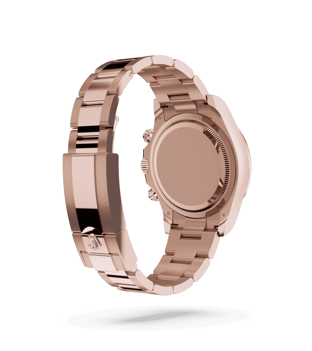 Rolex Cosmograph Daytona in Oyster, 40 mm, Everose gold with a Bright black and Sundust dial, Fixed, with engraved tachymetric scale, in 18 ct Everose gold bezel, and Oyster, three-piece solid links bracelet